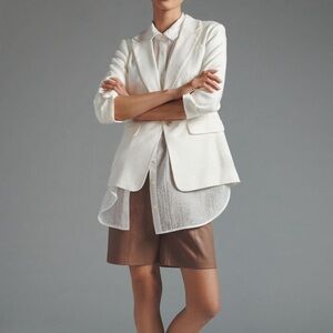 Anthropologie Maeve Roll Sleeve Blazer in Ivory - Size 4